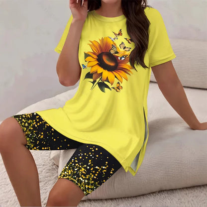 Women's Sunflower Print Lounge Set