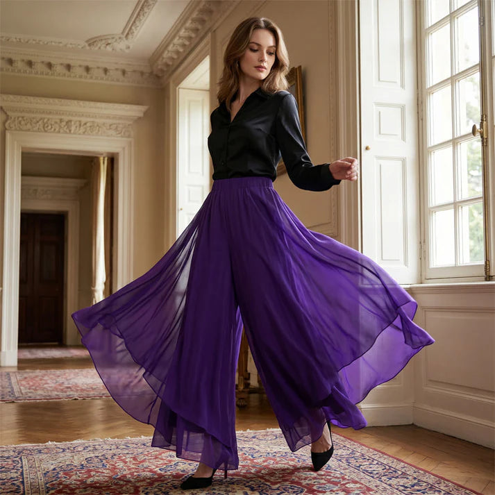 Women's Asymmetrical Chiffon Palazzo Pants