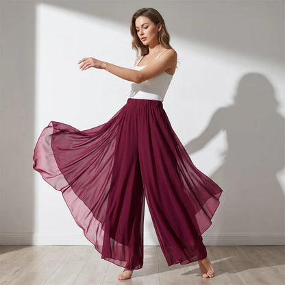 Women's Asymmetrical Chiffon Palazzo Pants