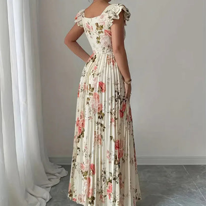 Women's Floral Pleated Maxi Dress