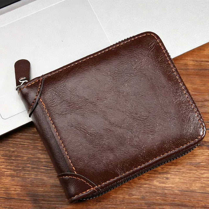 Men's Zip-Around Bifold Wallet