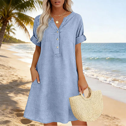 Women's Button Front Tunic Dress