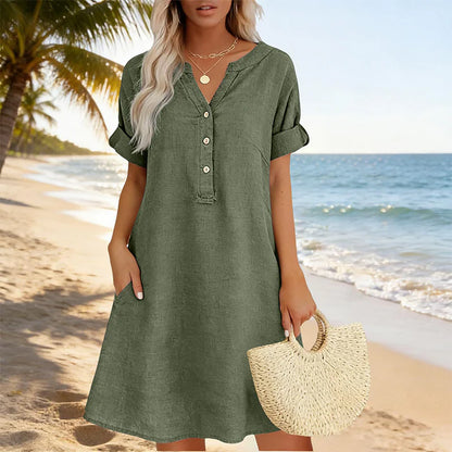 Women's Button Front Tunic Dress