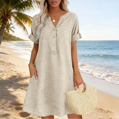 Women's Button Front Tunic Dress