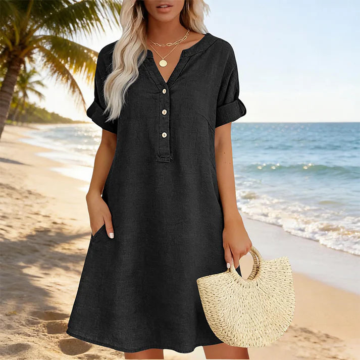 Women's Button Front Tunic Dress