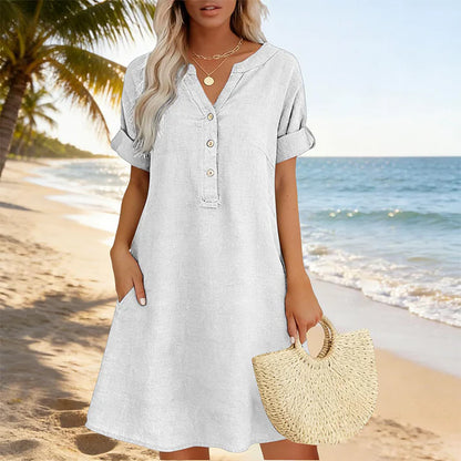 Women's Button Front Tunic Dress