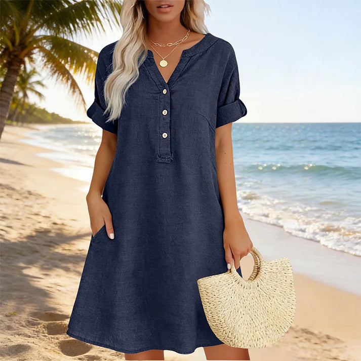 Women's Button Front Tunic Dress