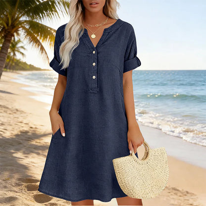Women's Button Front Tunic Dress