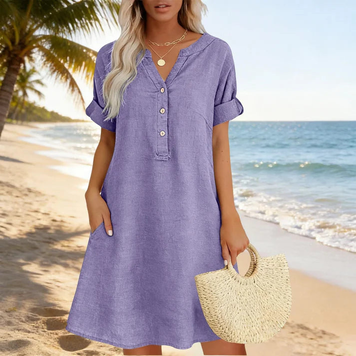 Women's Button Front Tunic Dress