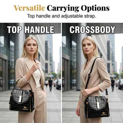 Women's Croc-Embossed Satchel Bag
