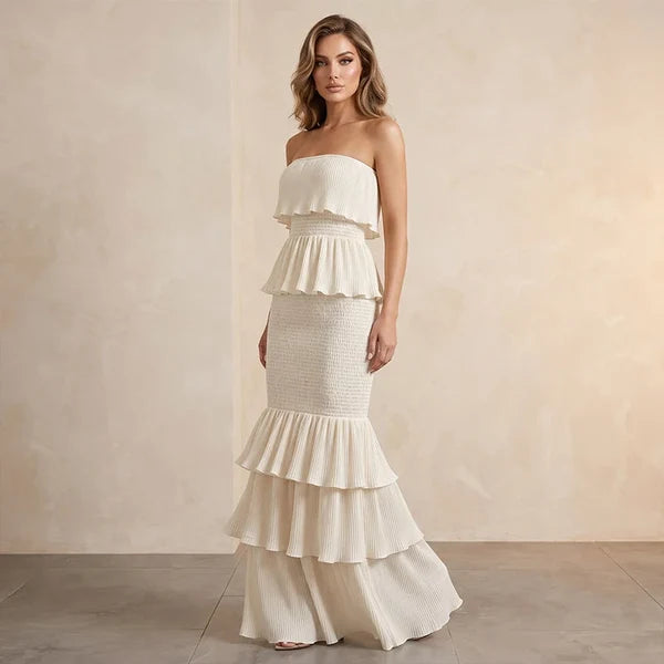 Women’s Strapless Tiered Ruffle Dress