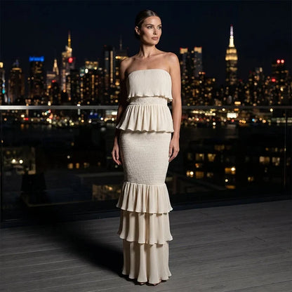 Women’s Strapless Tiered Ruffle Dress