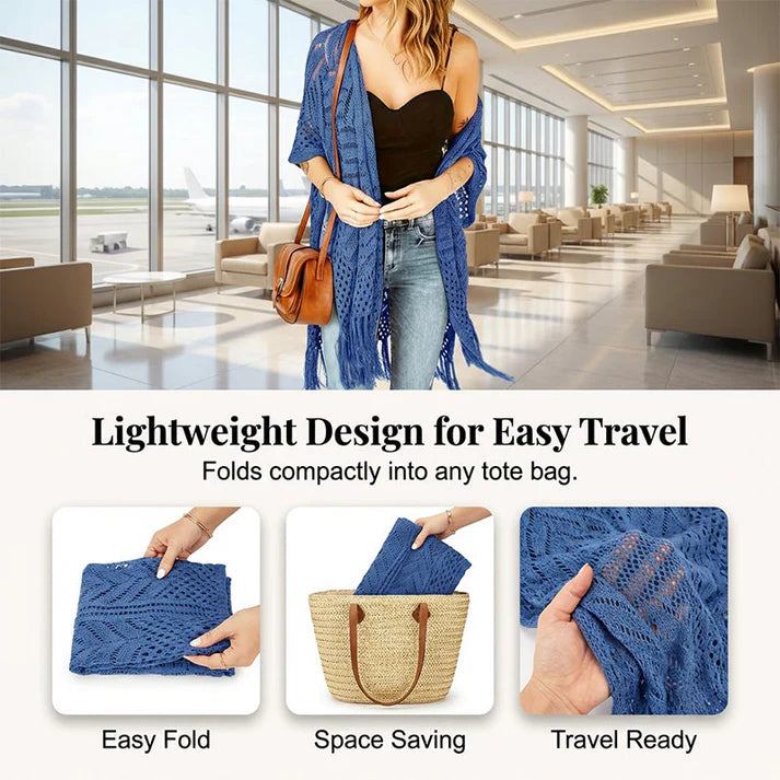 Women's Open-Front Knit Fringe Cover-Up
