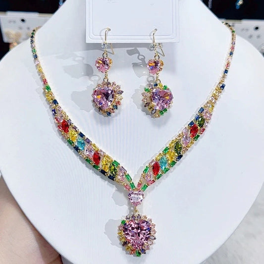 Women's Crystal Pendant Jewelry Set