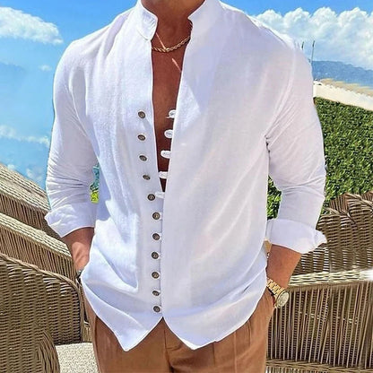 Men’s Stand-Collar Button-Front Shirt