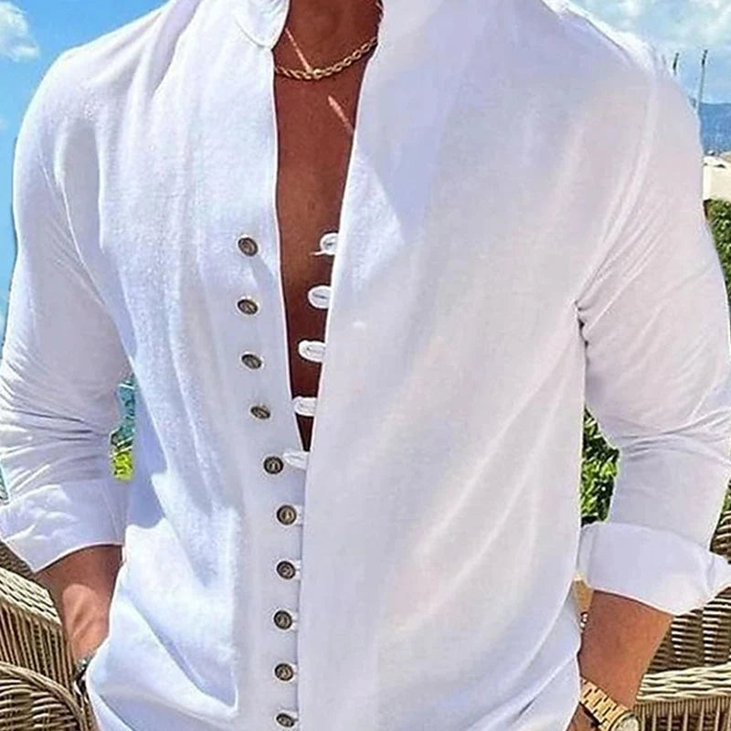 Men’s Stand-Collar Button-Front Shirt