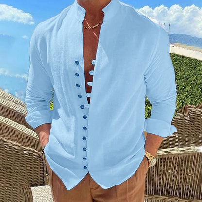 Men’s Stand-Collar Button-Front Shirt