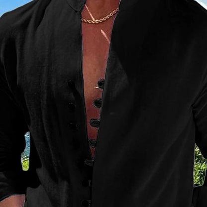 Men’s Stand-Collar Button-Front Shirt