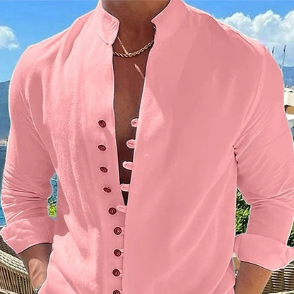 Men’s Stand-Collar Button-Front Shirt