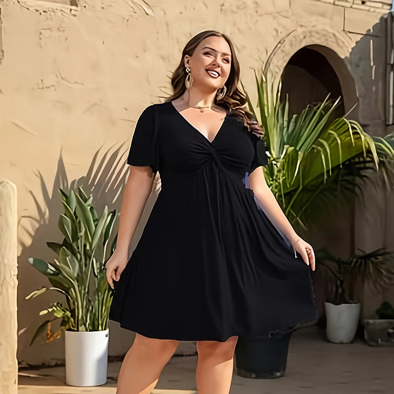 Women's Twist Front V-Neck Dress