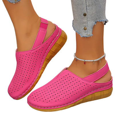 Women's Perforated Slingback Wedge Sandals