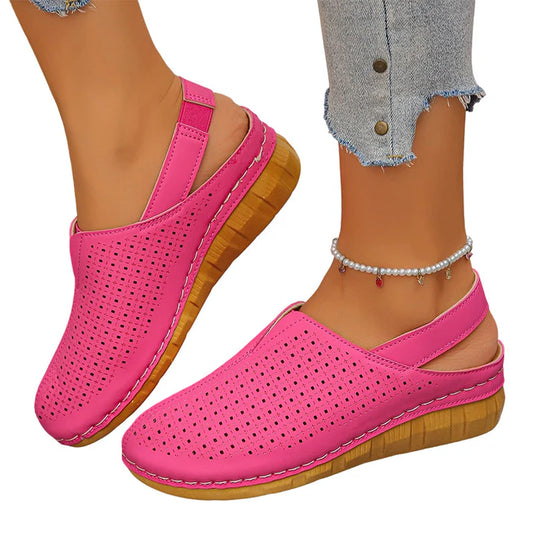 Women's Perforated Slingback Wedge Sandals