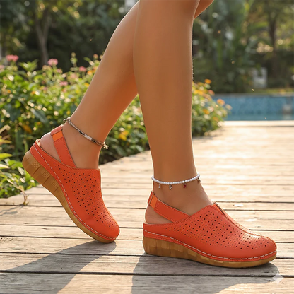 Women's Perforated Slingback Wedge Sandals