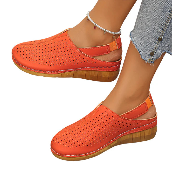 Women's Perforated Slingback Wedge Sandals