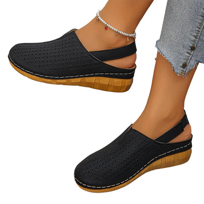Women's Perforated Slingback Wedge Sandals