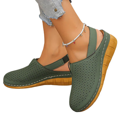 Women's Perforated Slingback Wedge Sandals