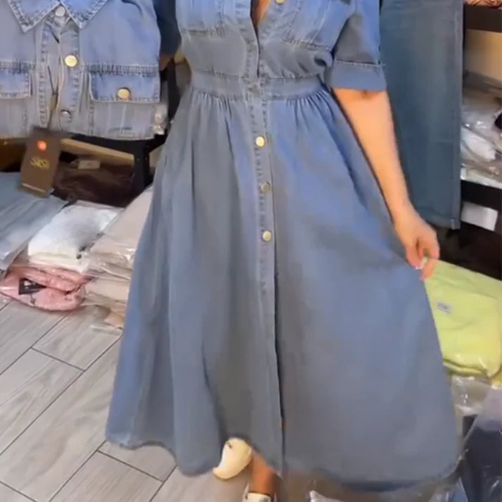 Women's Button Front Denim Shirt Dress