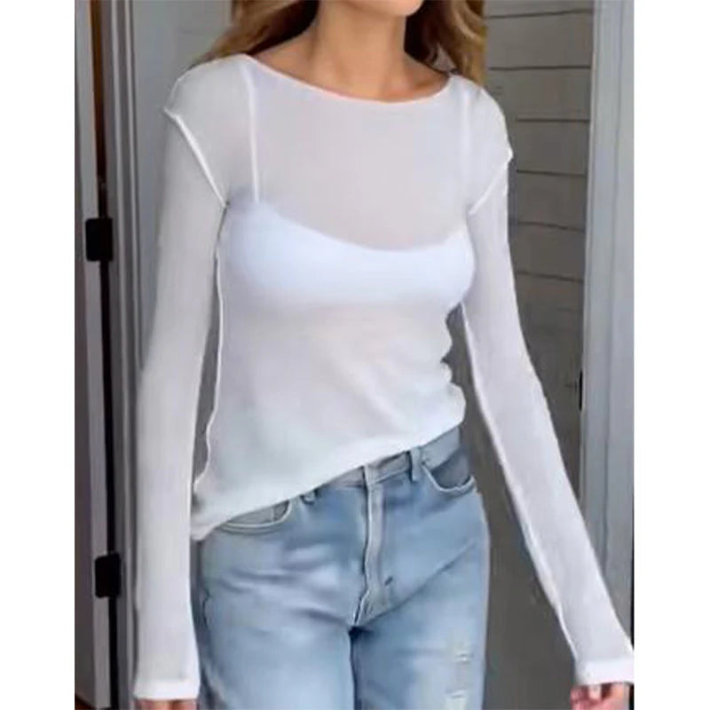Women's Sheer Boat Neck Top