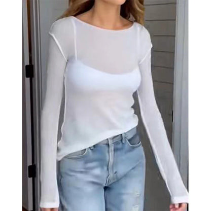Women's Sheer Boat Neck Top