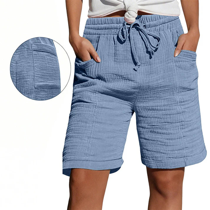 Women's Textured Drawstring Pocket Shorts