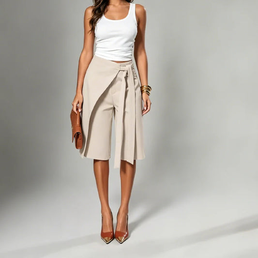 Women's Tie-Waist Wrap Culotte Pants