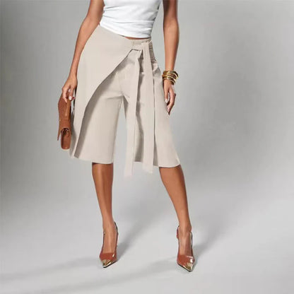 Women's Tie-Waist Wrap Culotte Pants