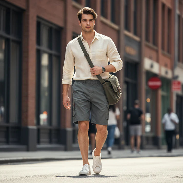 Men's Elastic Waist Cargo Shorts