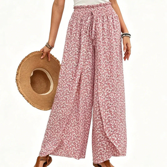 Women's Floral Wide-Leg Wrap Pants
