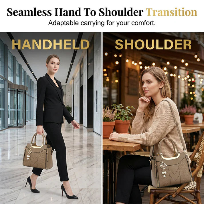 Women's V-Stitched Satchel Bag