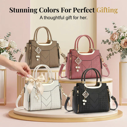Women's V-Stitched Satchel Bag