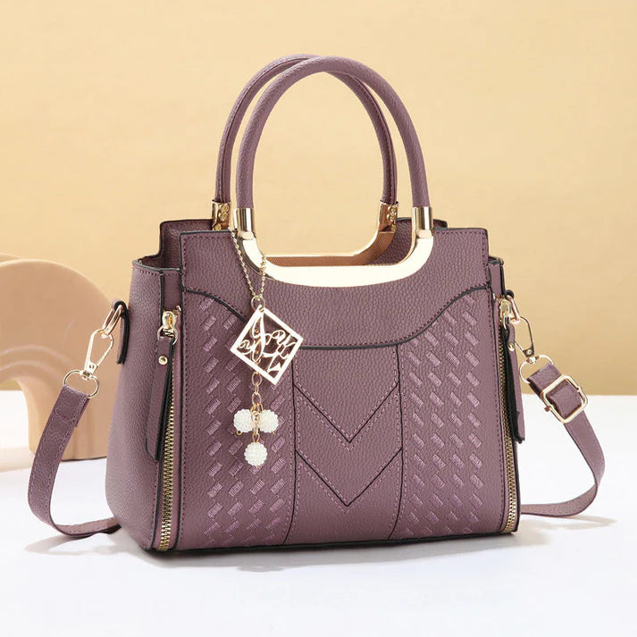 Women's V-Stitched Satchel Bag