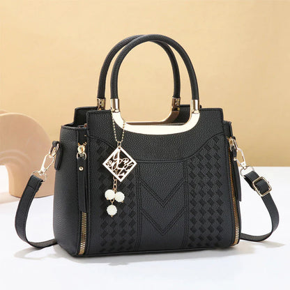 Women's V-Stitched Satchel Bag