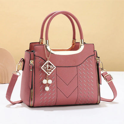 Women's V-Stitched Satchel Bag