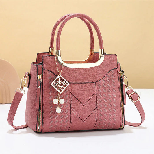 Women's V-Stitched Satchel Bag