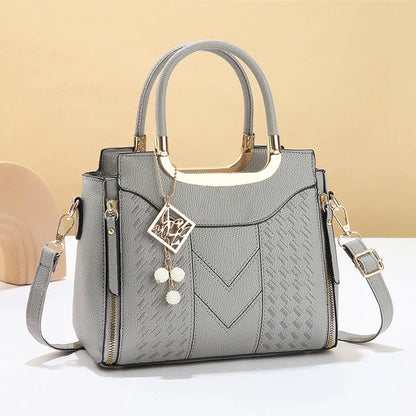 Women's V-Stitched Satchel Bag