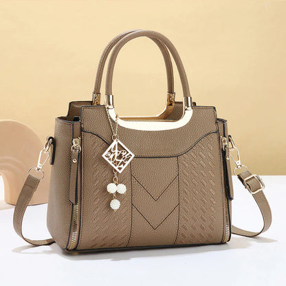 Women's V-Stitched Satchel Bag