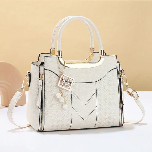 Women's V-Stitched Satchel Bag
