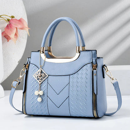 Women's V-Stitched Satchel Bag