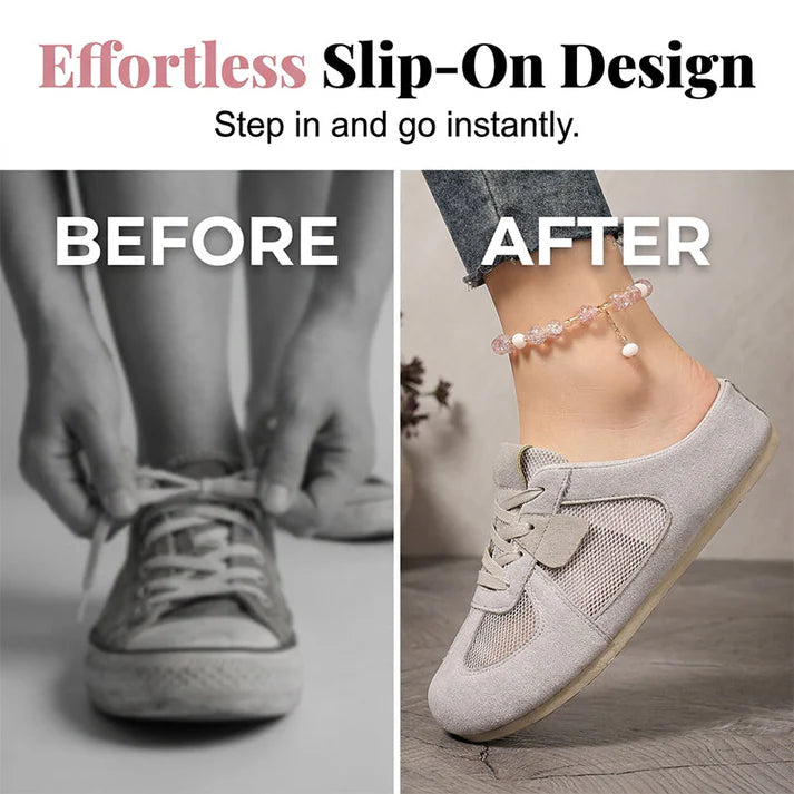 Women's Breathable Mesh Panel Mule Sneakers