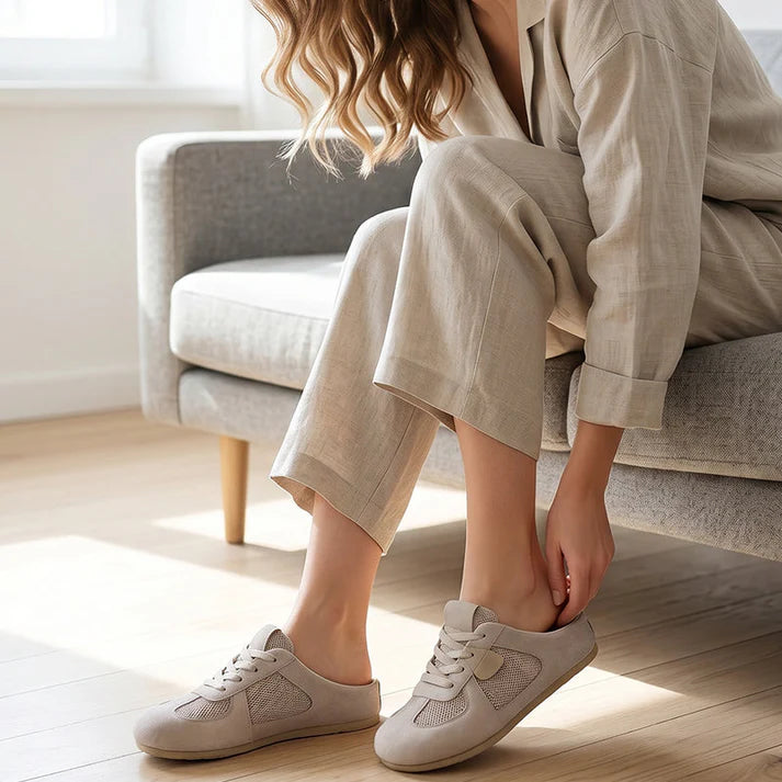 Women's Breathable Mesh Panel Mule Sneakers